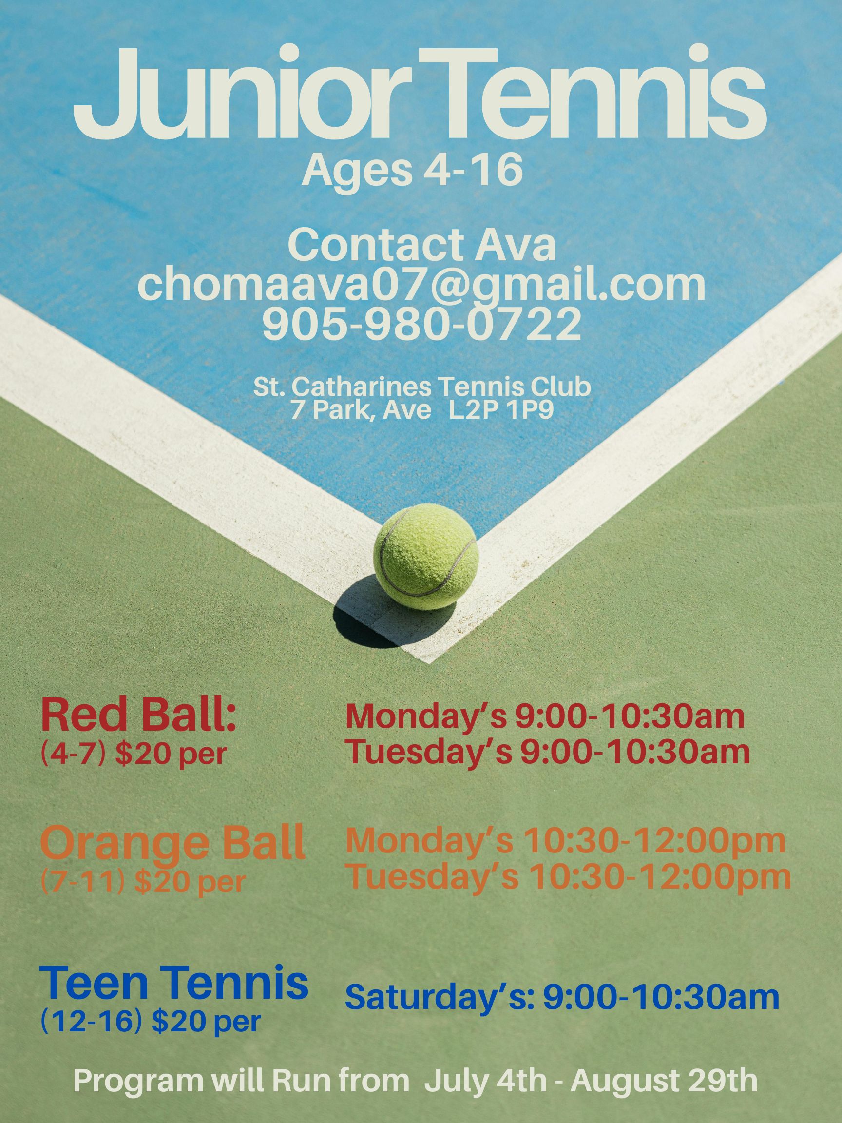 Junior tennis summer programs